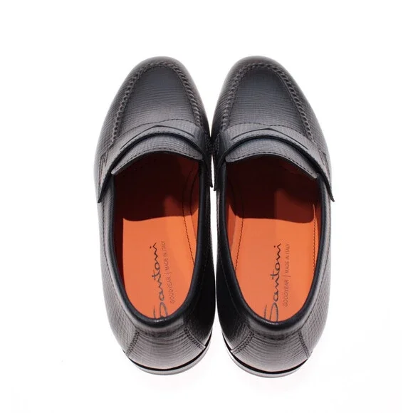 Santoni NWB Door Loafers Size 7.5 US 8.5 in Blue Leather Made in Italy - Picture 4 of 11